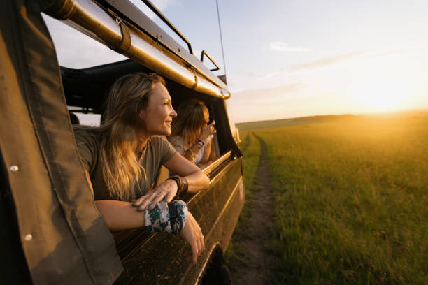 A traveller watching the African sunset